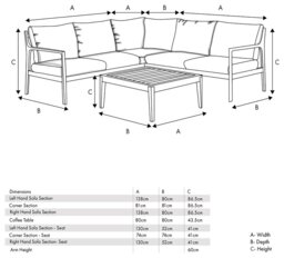 Pacific Malta 5 Seater Wooden Garden Corner Sofa Set-Natural - thumbnail 2
