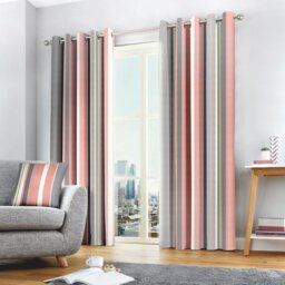 Fusion Whitworth Striped Eyelet Curtains - Blush Pink - 229x229cm