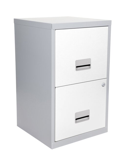 Pierre Henry 2 Drawer Metal Filing Cabinet - Silver & White - image 1