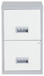 Pierre Henry 2 Drawer Metal Filing Cabinet - Silver & White - thumbnail 2