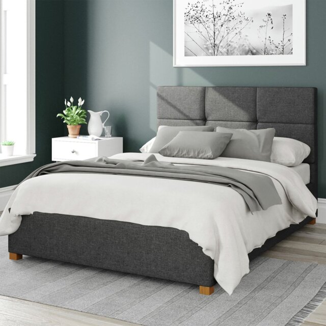Aspire Caine Twill Double Ottoman Bedframe - Charcoal - image 1