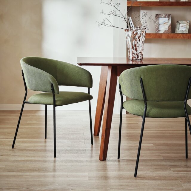 Habitat Sawyer Pair Of Fabric Dining Chair - Green - image 1