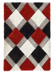 Origins 3D Geometric Red Shaggy Rug - 120x170cm - thumbnail 2