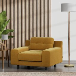 Habitat Hendricks Fabric Arm Chair - Gold - Black Leg - thumbnail 2