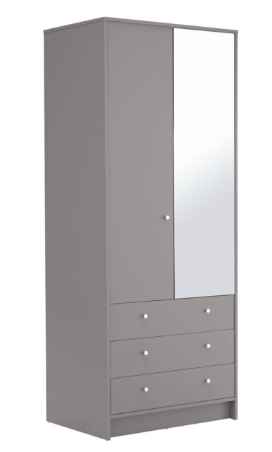 Argos Home Malibu 2 Door 3 Drawer Mirror Wardrobe - Grey - image 1