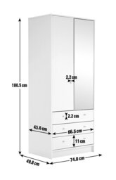 Argos Home Malibu 2 Door 3 Drawer Mirror Wardrobe - Grey - thumbnail 2