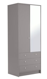 Argos Home Malibu 2 Door 3 Drawer Mirror Wardrobe - Grey - thumbnail 1