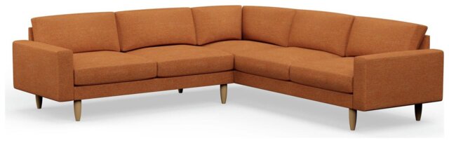 Hutch Fabric Block Arm 7 Seater Corner Sofa - Rust - image 1