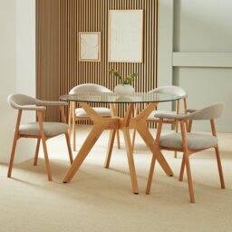 Habitat Zela Glass Natural Dining Table & 4 Natural Chairs - thumbnail 2