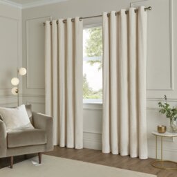 Paoletti Lustre Velvet Eyelet Curtains - Ivory - 117x183cm - thumbnail 2