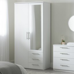 Argos Home Brisbane 2 Door 3 Drawer Mirror Wardrobe - White
