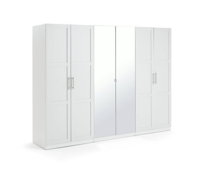 Habitat Munich Panelled 6 Door Mirror Wardrobe - White - image 1