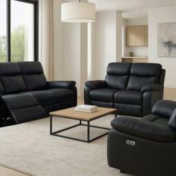 Aspire Kingsmere 3, 2 & 1 Seater Power Recliner Sofa - Black