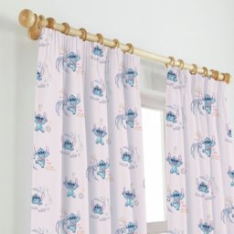 Disney Stitch Printed Kids Pencil Pleat Curtains - Pink - 168x137cm - thumbnail 2