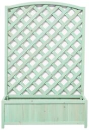 Large Wooden Lattice Planter - Green - thumbnail 2