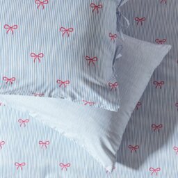 Argos Home Blue Stripe Bows Bedding Set - Double - thumbnail 2