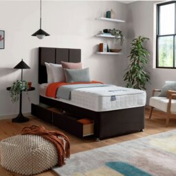 Silentnight Hatfield Single Memory 2 Drawer Divan Bed - Charcoal - thumbnail 1