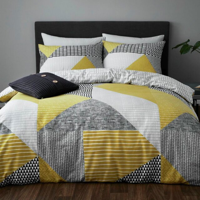 Catherine Lansfield Larsson Geo Ochre Bedding Set - Kingsize - image 1