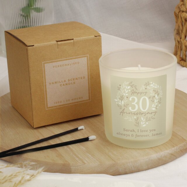 Personalised Message 30th Anniversary Candle - Vanilla - image 1