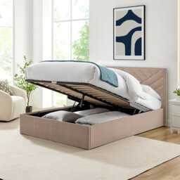 Argos Home Luca End Lift Small Double Ottoman Bed - Latte - thumbnail 2