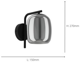 EGLO Ciampino Steel Wall Light - Black & Grey - thumbnail 2
