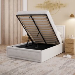GFW Hollywood Ottoman Kingsize Bed Frame - White - thumbnail 2