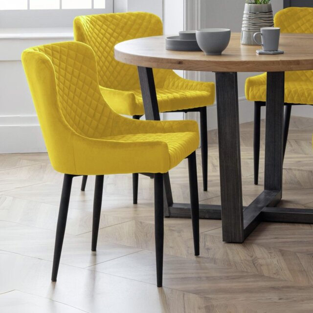 Julian Bowen Luxe Pair of Velvet Dining Chairs - Mustard - image 1