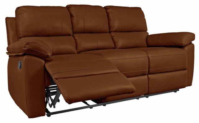 Argos Home Toby Faux Leather 3 Seater Recliner Sofa - Tan - image 1