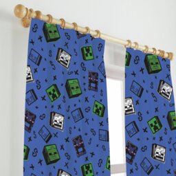 Minecraft Graffiti Kids Pencil Pleat Curtains - Blue - 168x137cm - thumbnail 2