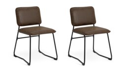 Argos Loft Living Pair of Faux Leather Dining Chairs-Brown