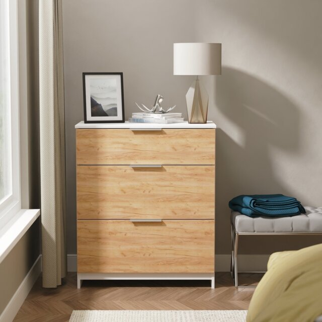 Livara Ready Assembled Orillia 3 Drawer Chest - White & Oak - image 1