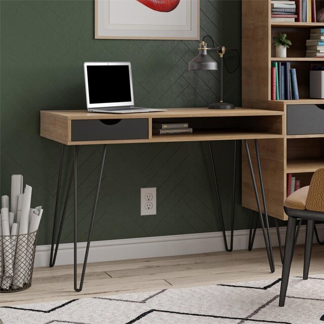 Dorel Harmony 1 Drawer Desk - Grey & Oak - image 1
