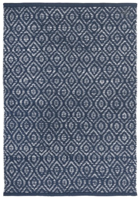 Argos Home Geometric Blue Cotton Flatweave Rug - 80x110cm - image 1