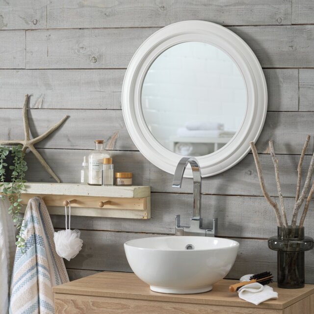 Innova White Round Bathroom Wall Mirror - 55x55cm - image 1