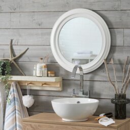 Innova White Round Bathroom Wall Mirror - 55x55cm - thumbnail 1