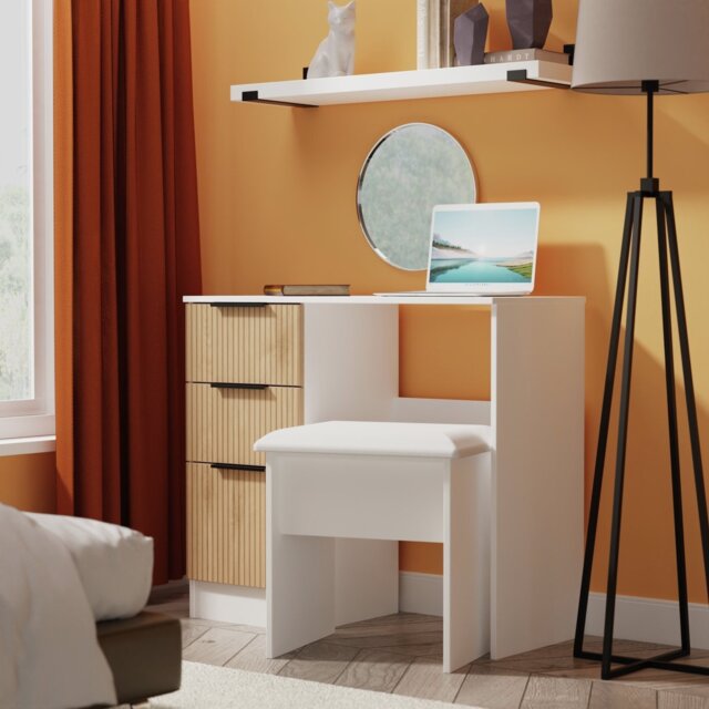 Livara Ready Assembled Tofino Dressing Table - White & Oak - image 1