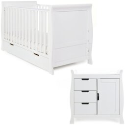Obaby Stamford Classic Sleigh 2 Piece Nursery Set - White - thumbnail 2