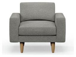 Hutch Fabric Block Arm Armchair - Dove Grey