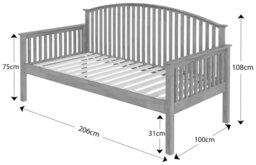 GFW Madrid Wooden Single Day Wooden Bed Frame - Oak - thumbnail 2