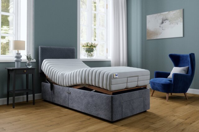 Mibed Memory Single Adjustable Drawer Bed & Mattress - Grey - image 1