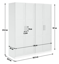 Habitat Munich Panelled 4 Door Wardrobe - White - thumbnail 2
