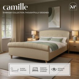 XR Living Camille Kingsize Sleigh Shadow Ottoman Bed - Cream