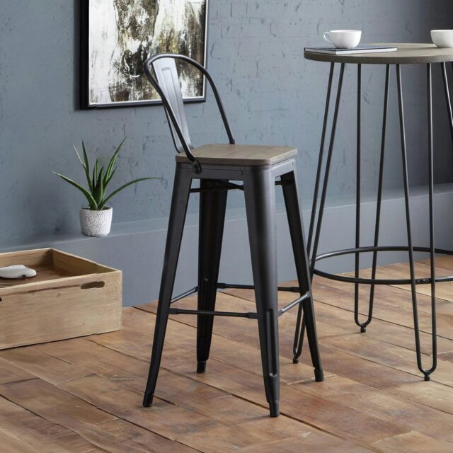 Julian Bowen Grafton Pair of Bar Stools - Black - image 1