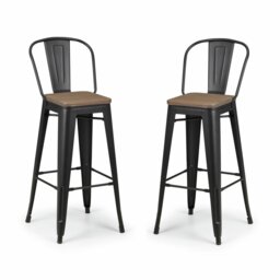 Julian Bowen Grafton Pair of Bar Stools - Black - thumbnail 2