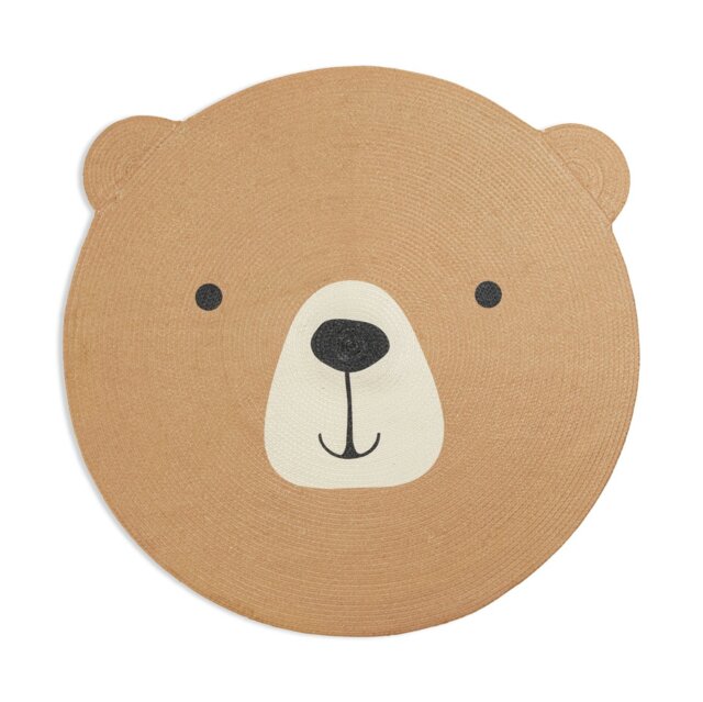 Habitat Kids Teddy Bear Round Brown Flatweave Rug - 100cm - image 1