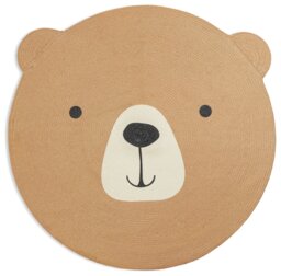Habitat Kids Teddy Bear Round Brown Flatweave Rug - 100cm - thumbnail 2