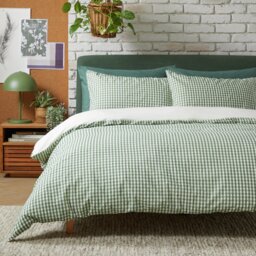 Habitat Seersucker Gingham Woven Green Bedding Set- Double