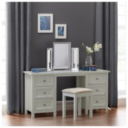 Julian Bowen Maine 6 Drawer Dressing Table - Dove Grey - thumbnail 1