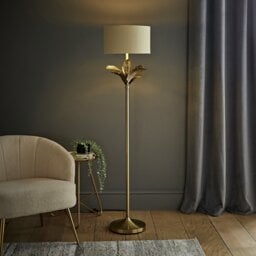 ValueLights Christina Metal Palm Leaf Statement Floor Lamp - Gold