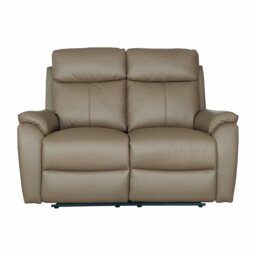 Aspire Kingsmere Leather 2 Seater Power Recliner Sofa with Metal Feet - Mushroom - thumbnail 2